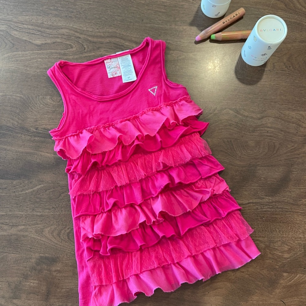 Guess Kids Fuchsia Ruffled Tank Dress